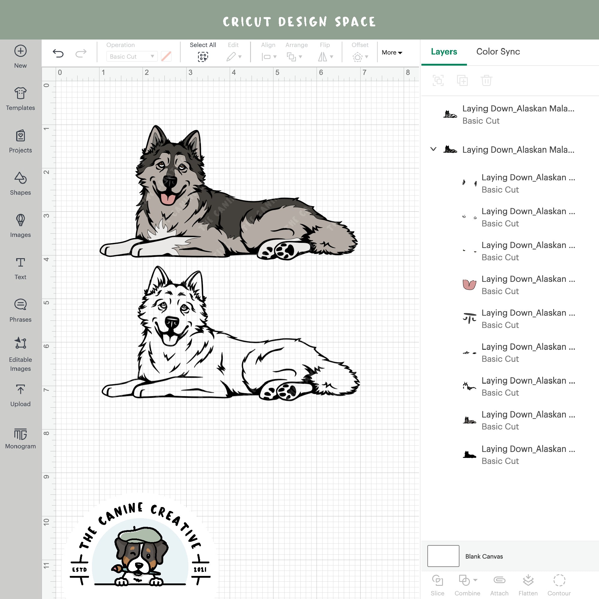 Screenshot showing design layers inside Cricut Design Space.